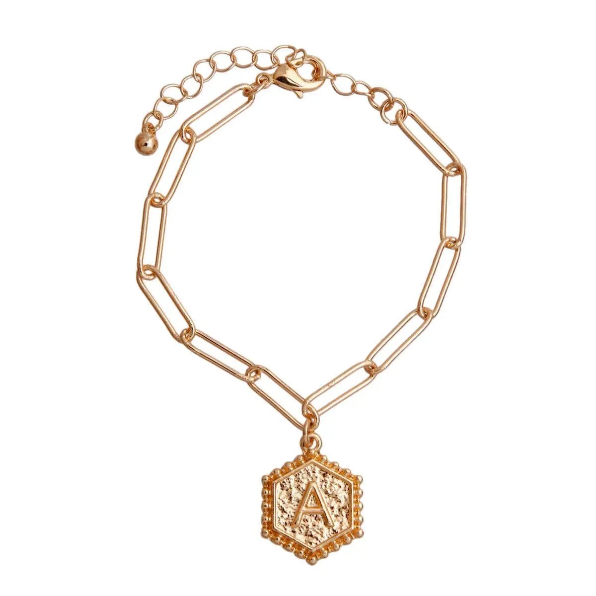 Chic Women's Gold Bracelet with Initial A Charm - Personalized Gift Idea