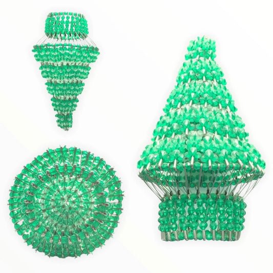 Christmas Tree Green Clear Beads Vintage Noel Jewelry Bubble