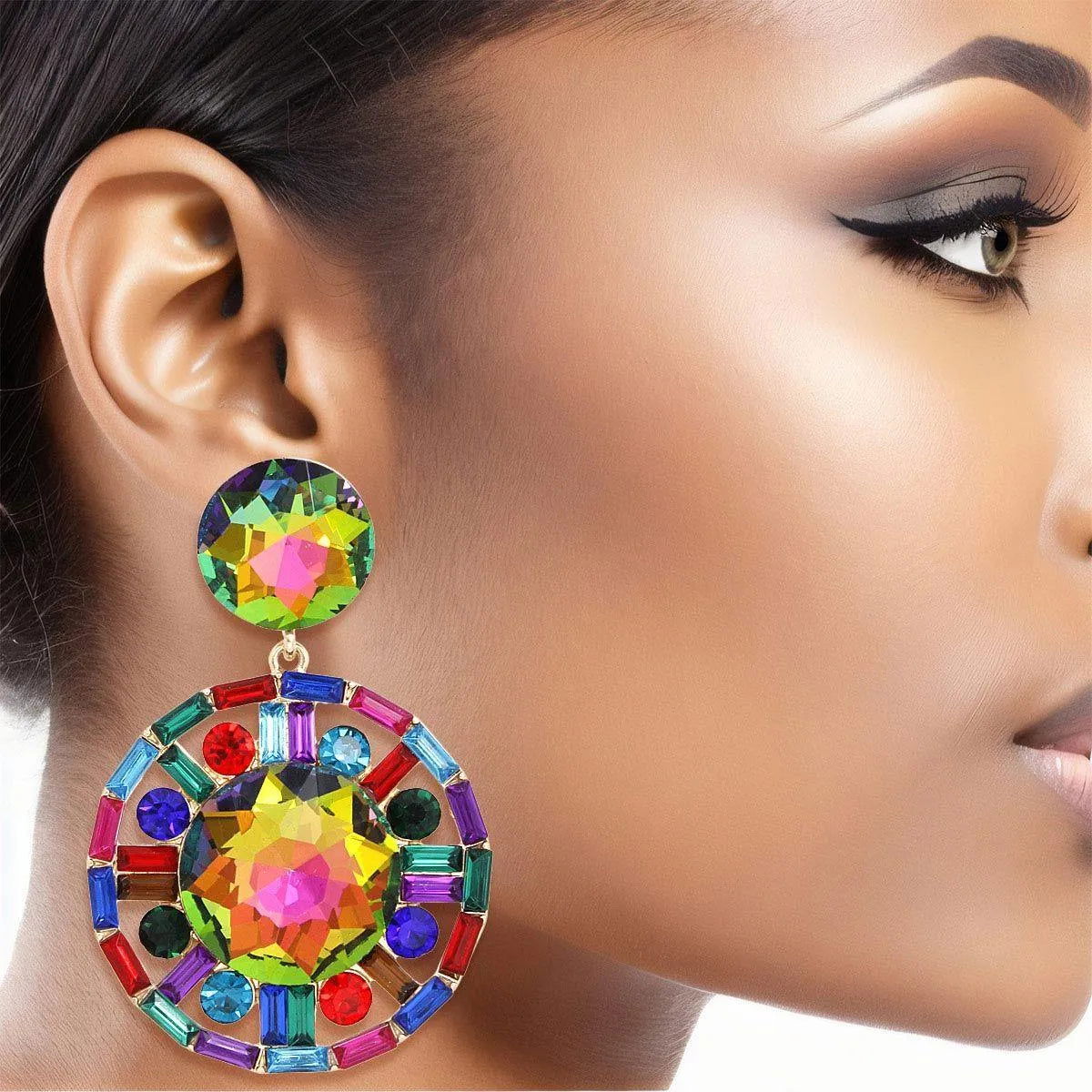 Circle Earrings in Vibrant Hues - A Colorful Statement Piece Jewelry Bubble