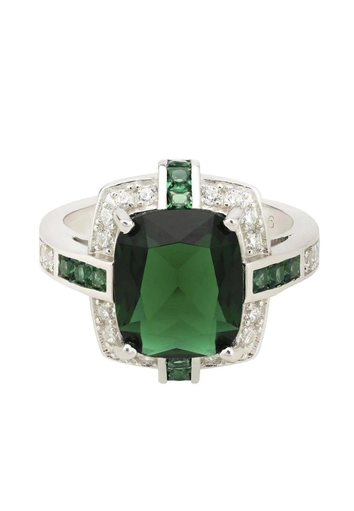 Clarence Lab-created Emerald Sterling Silver Ring Jewelry Bubble