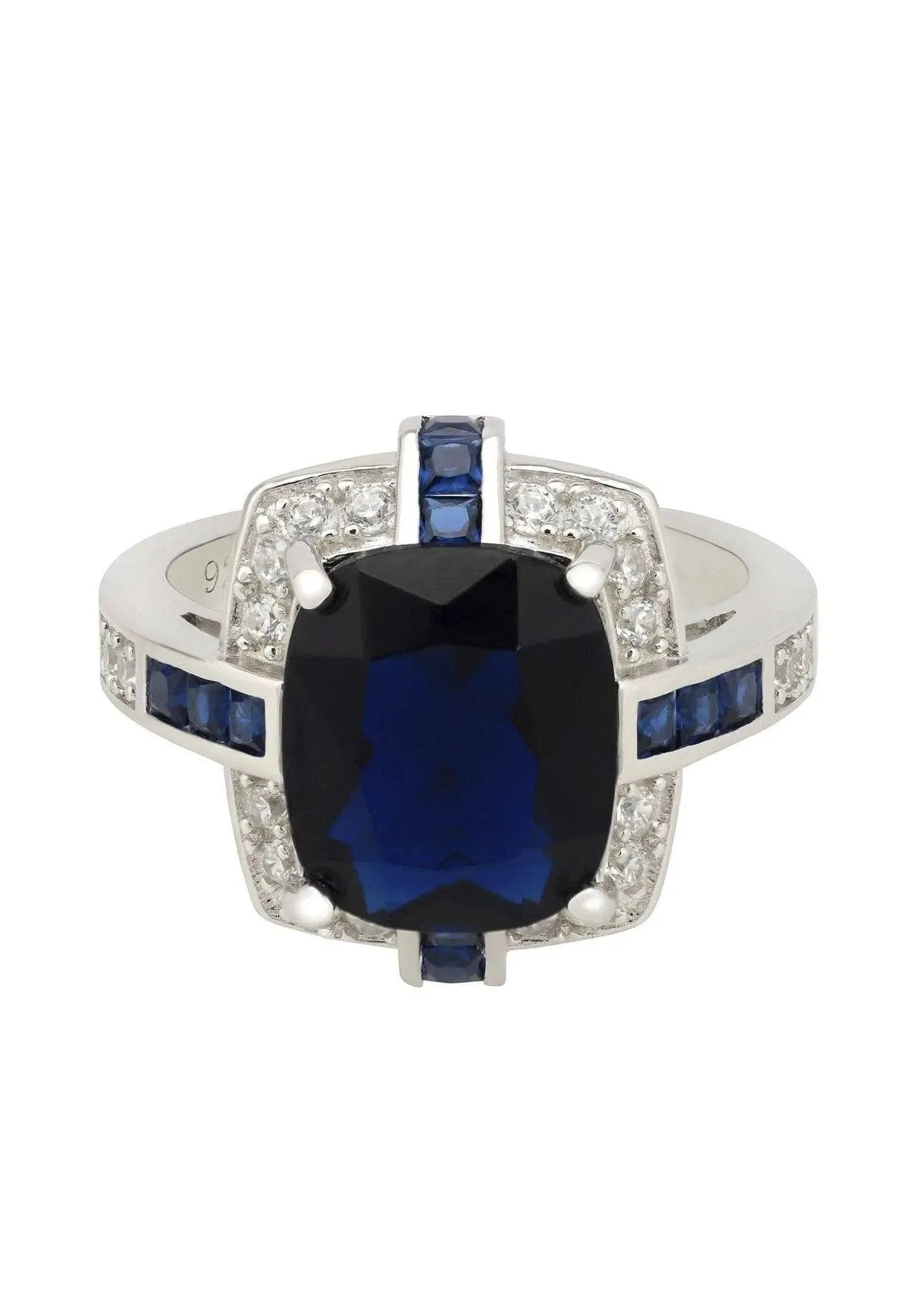 Clarence Lab-created Sapphire Sterling Silver Ring