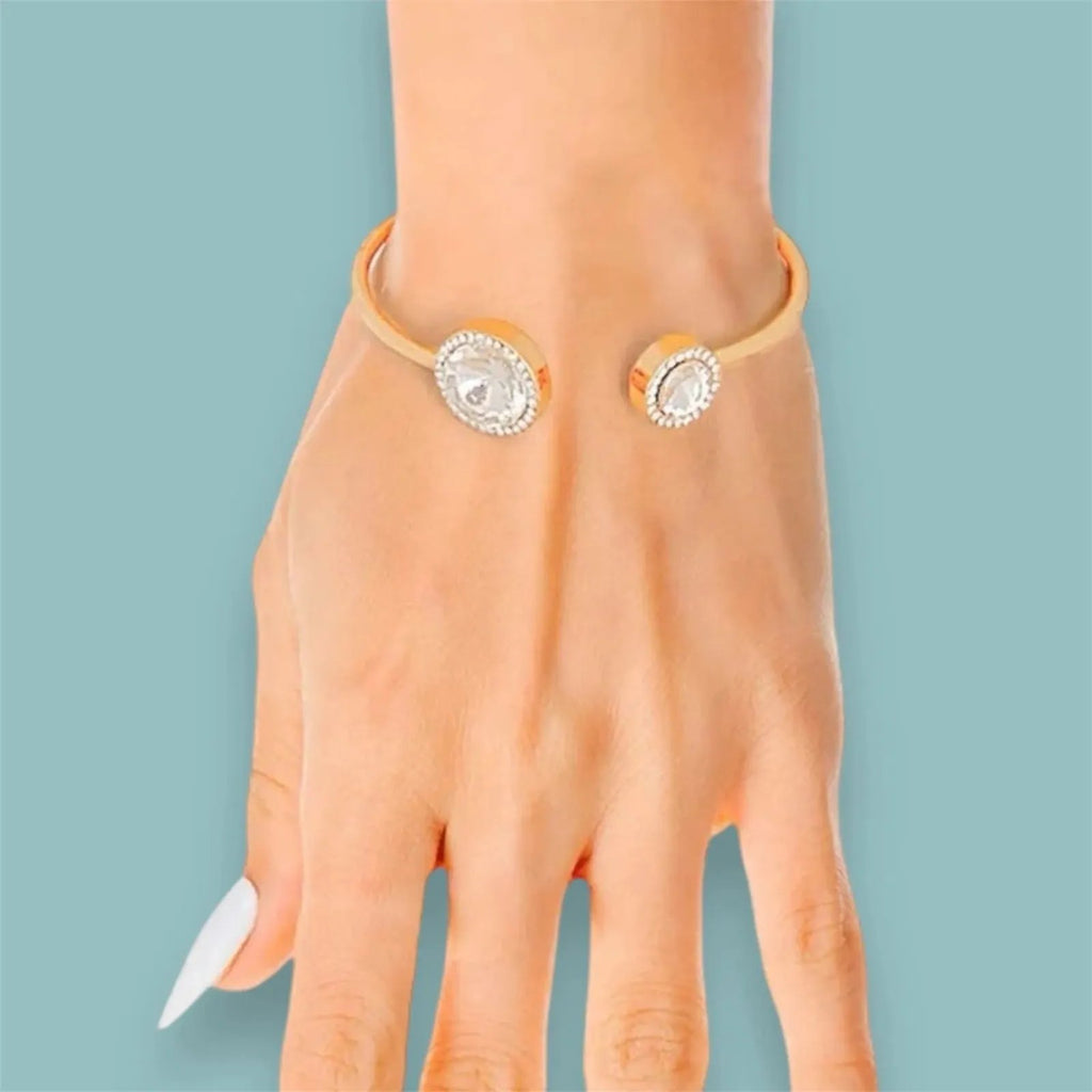 Clarity Cuff Bangle: Stylish Yellow Gold Tone Bracelet for Women