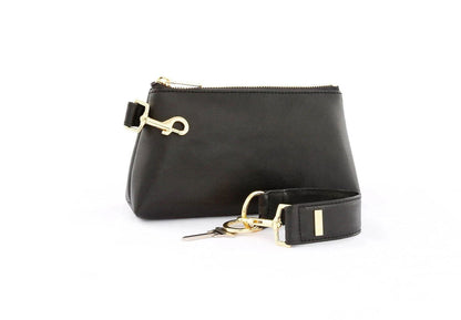 Classic Black Leather 2-Piece Wristlet Set Jewelry Bubble