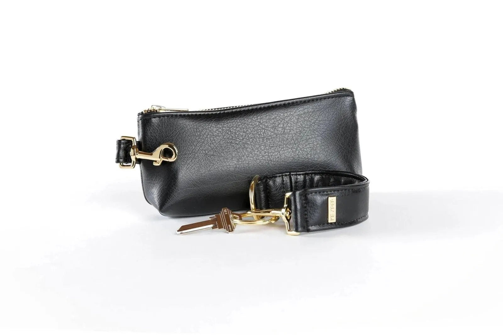Classic Black Vegan Leather 2-Piece Wristlet Set