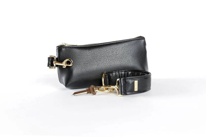 Classic Black Vegan Leather 2-Piece Wristlet Set Jewelry Bubble