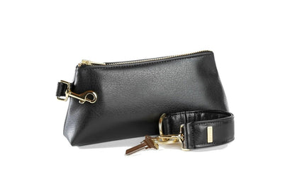 Classic Black Vegan Leather 2-Piece Wristlet Set Jewelry Bubble