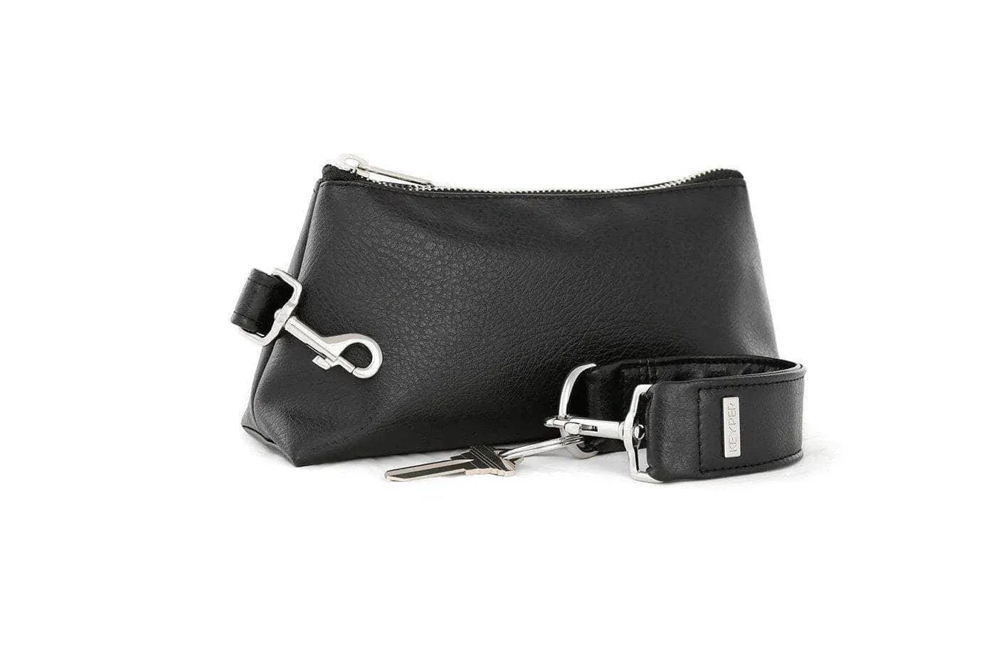 Classic Black Vegan Leather 2-Piece Wristlet Set
