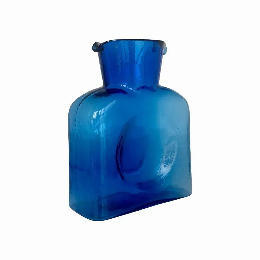 Blue Glass Pitcher Blenko Handmade Food-Safe 36oz