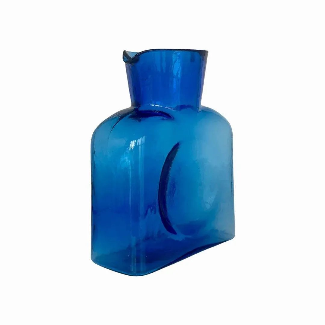 Blue Glass Pitcher Blenko Handmade Food-Safe 36oz
