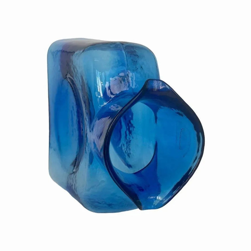 Blue Glass Pitcher Blenko Handmade Food-Safe 36oz