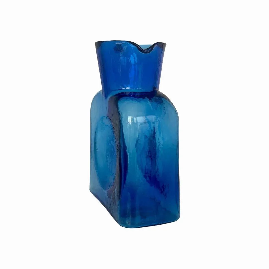 Blue Glass Pitcher Blenko Handmade Food-Safe 36oz
