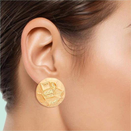 Classic Gold-Tone Domed Clip-On Earrings – Modern Geometric Design Jewelry Jewelry Bubble