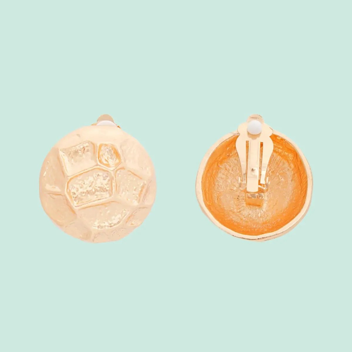 Classic Gold-Tone Domed Clip-On Earrings – Modern Geometric Design Jewelry