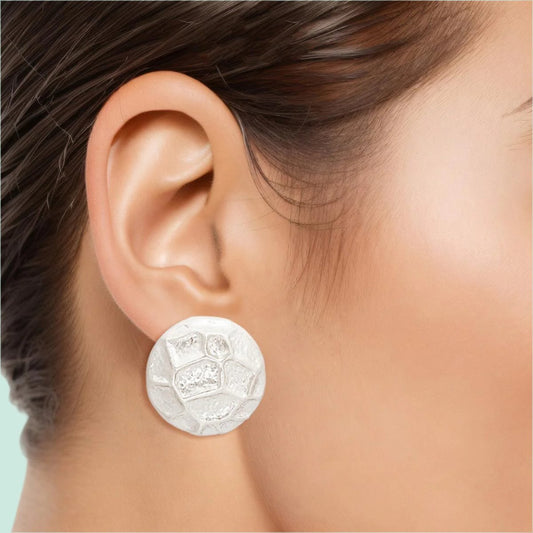 Classic Silver-Tone Domed Clip-On Earrings – Modern Geometric Design Jewelry Jewelry Bubble