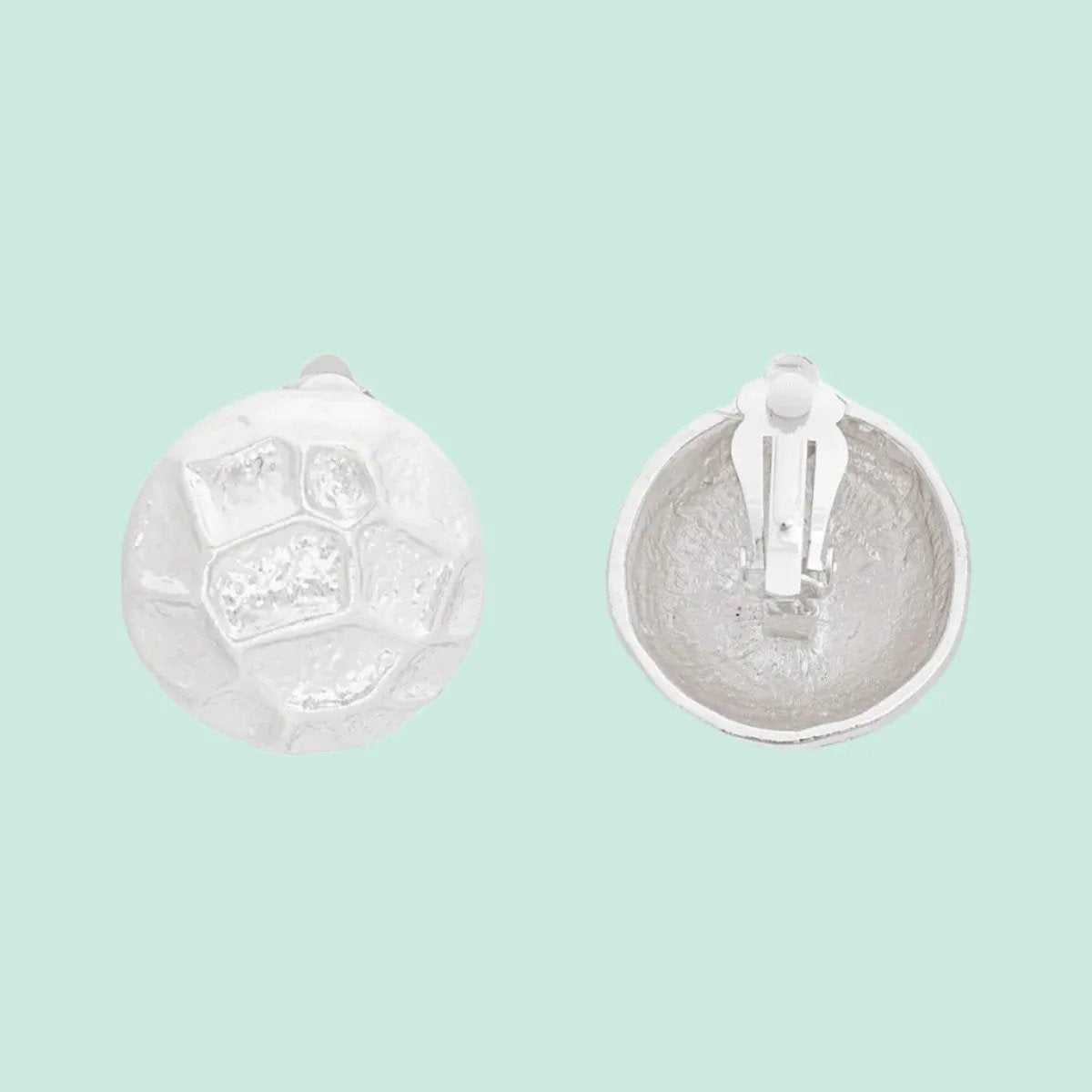 Classic Silver-Tone Domed Clip-On Earrings – Modern Geometric Design Jewelry