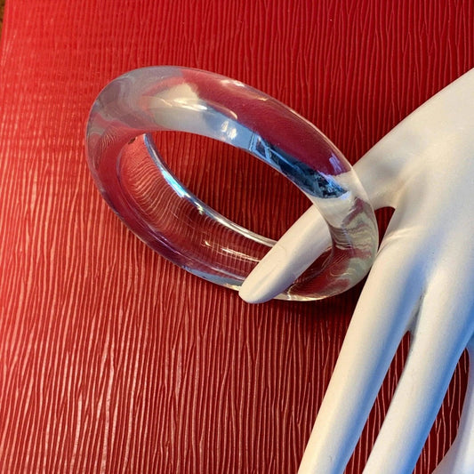 Clear Lucite Vintage Bangle Tapered Design Jewelry Bubble