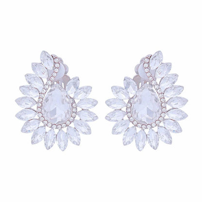 Clear Teardrop Center Clip On Pageant Earrings for Elegant Style Jewelry Bubble