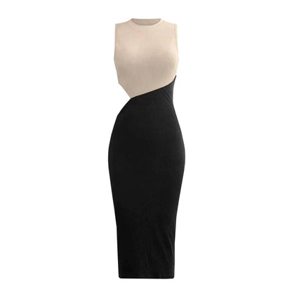 Colorblock Cut Out Ribbed Tube Dress Jewelry Bubble