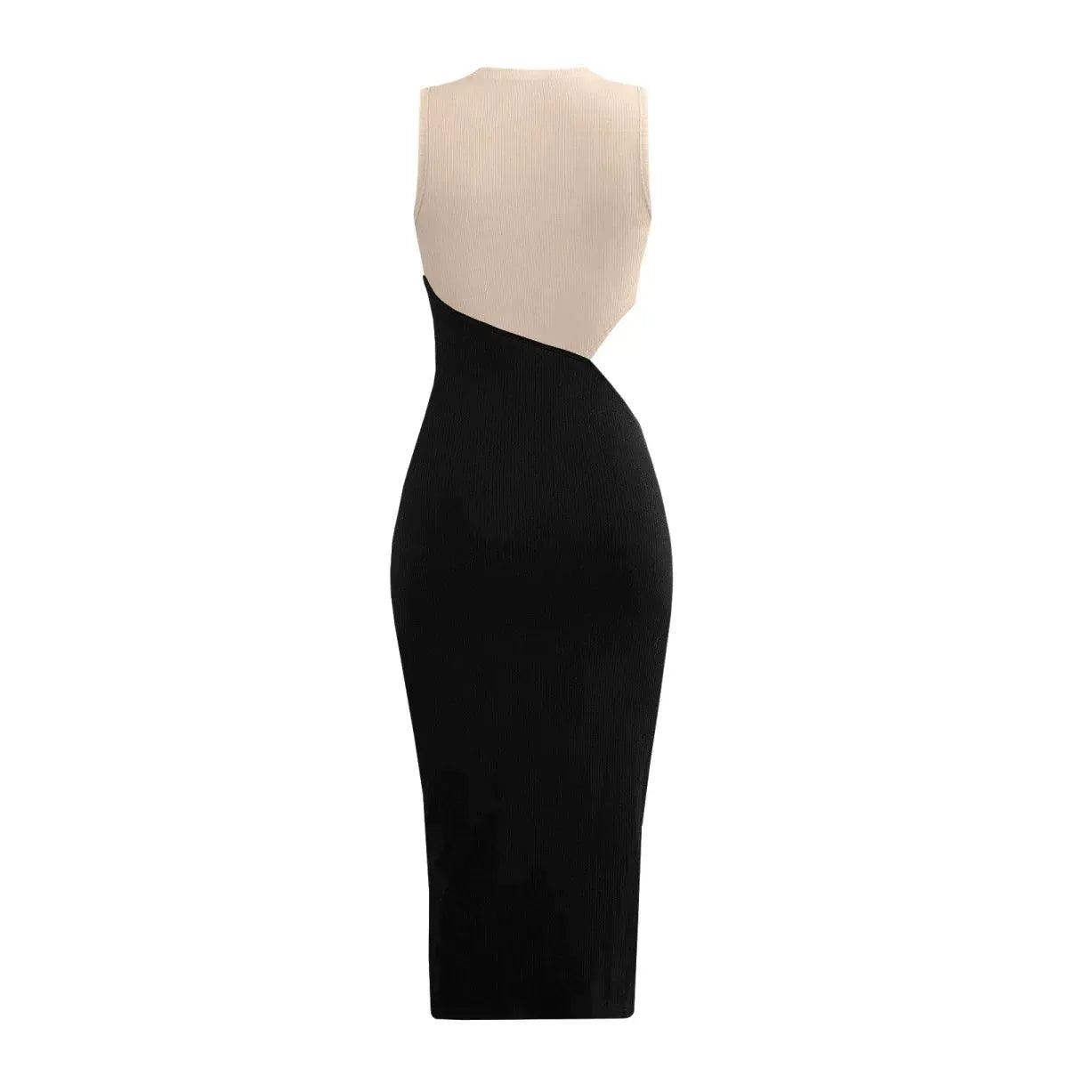 Colorblock Cut Out Ribbed Tube Dress Jewelry Bubble