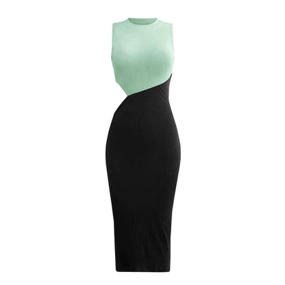 Colorblock Cut Out Ribbed Tube Dress Jewelry Bubble