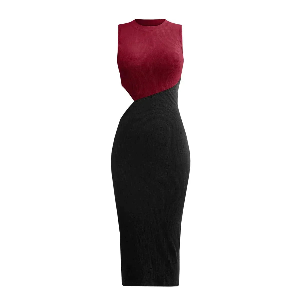 Colorblock Cut Out Ribbed Tube Dress Jewelry Bubble