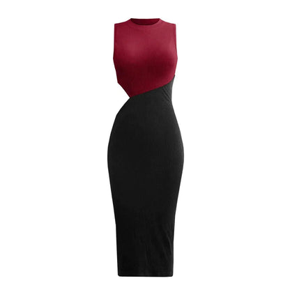 Colorblock Cut Out Ribbed Tube Dress Jewelry Bubble