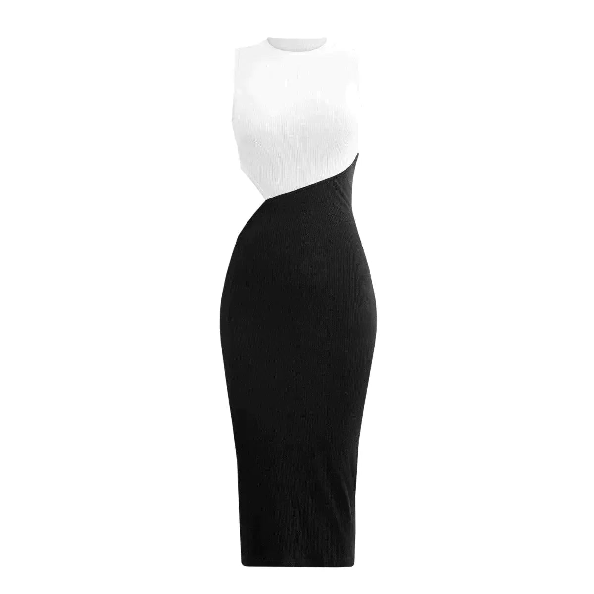 Colorblock Cut Out Ribbed Tube Dress Jewelry Bubble