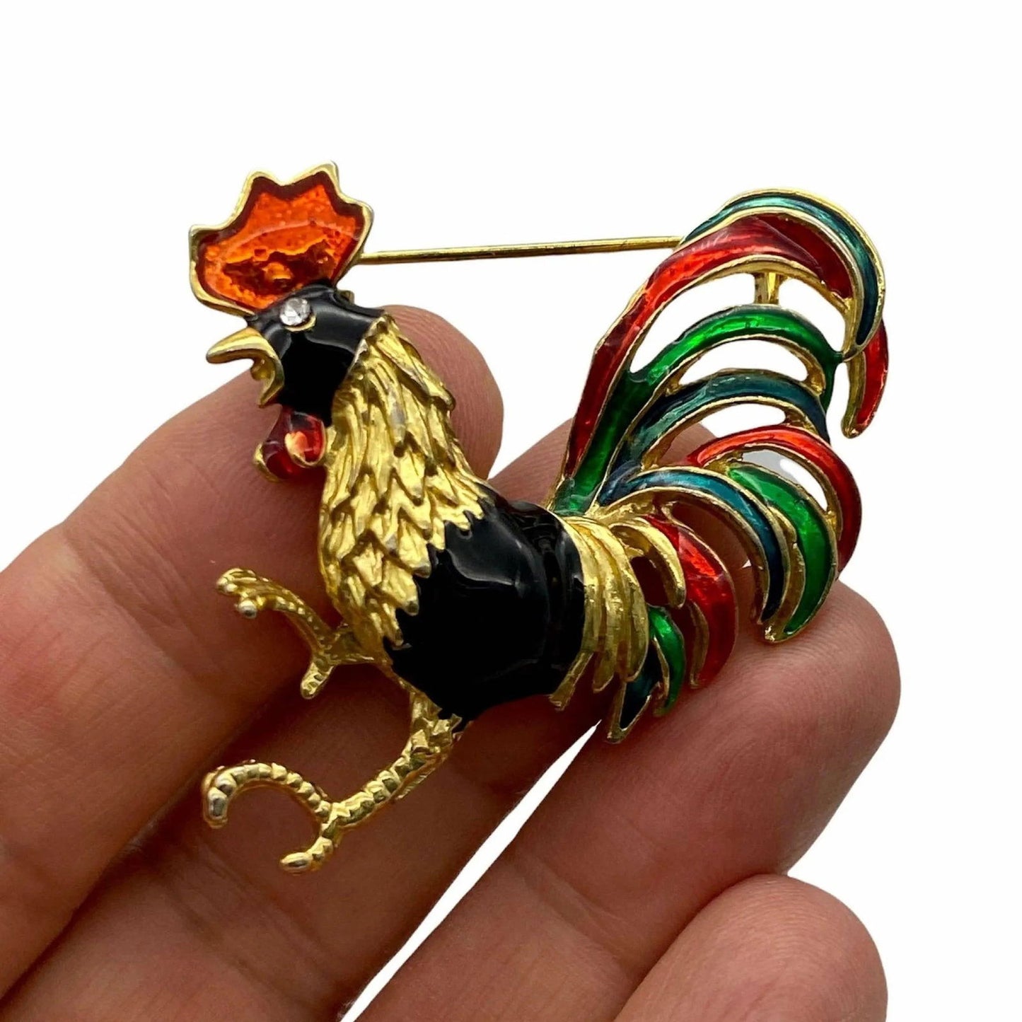 Colorful Enamel Rooster Bird Brooch Jewelry Bubble