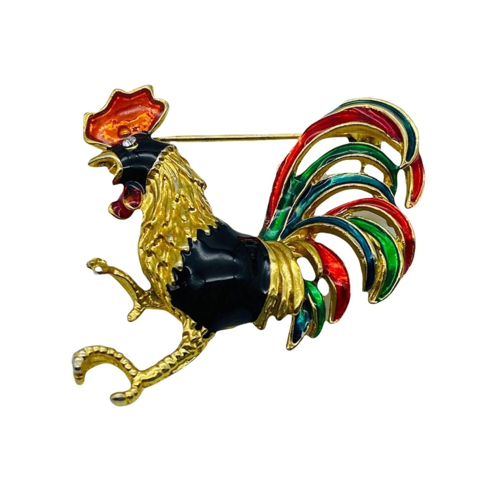 Colorful Enamel Rooster Bird Brooch Jewelry Bubble