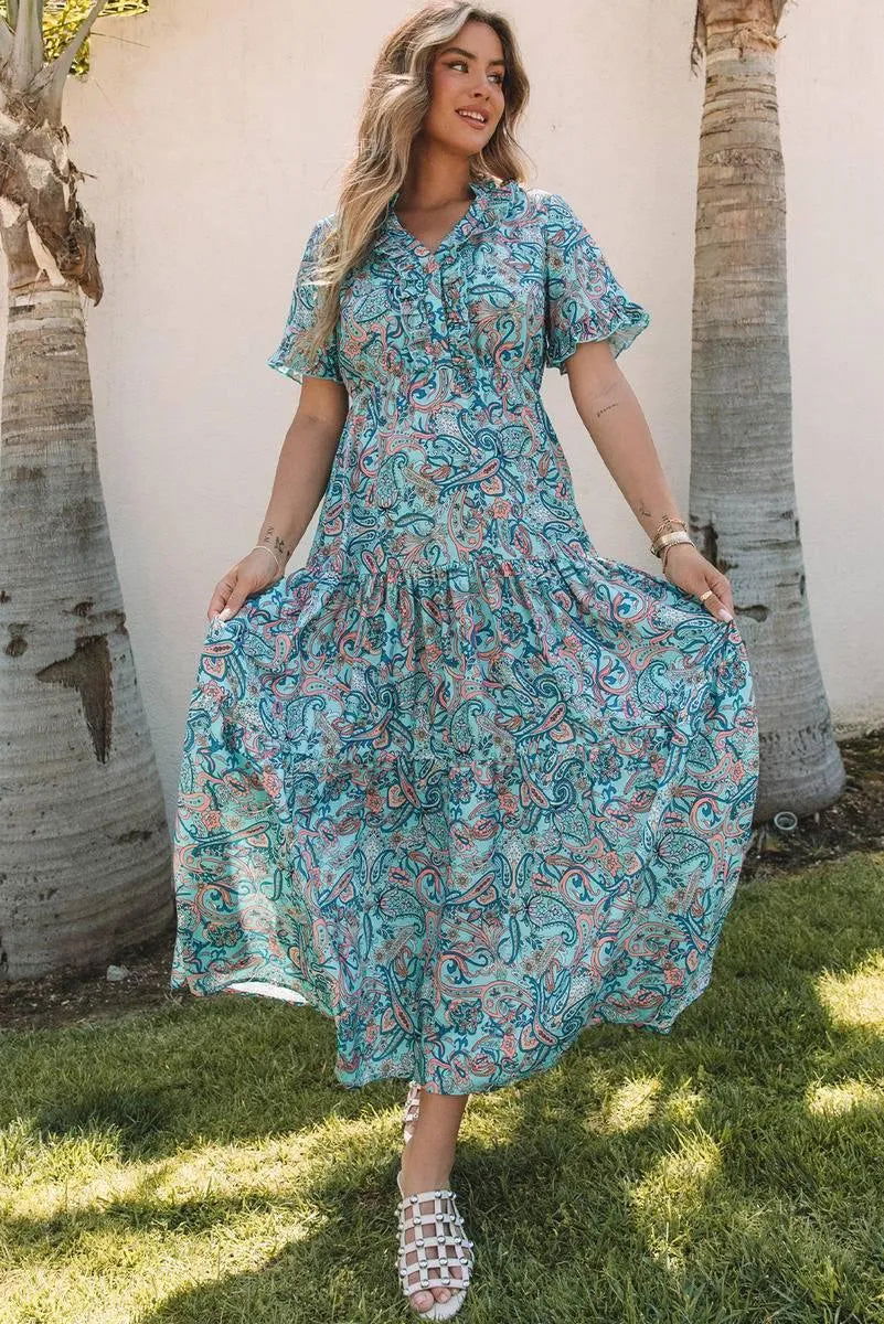 Comfy & Stylish Paisley Print Women's Maxi Dress - Shop Now Jewelry Bubble