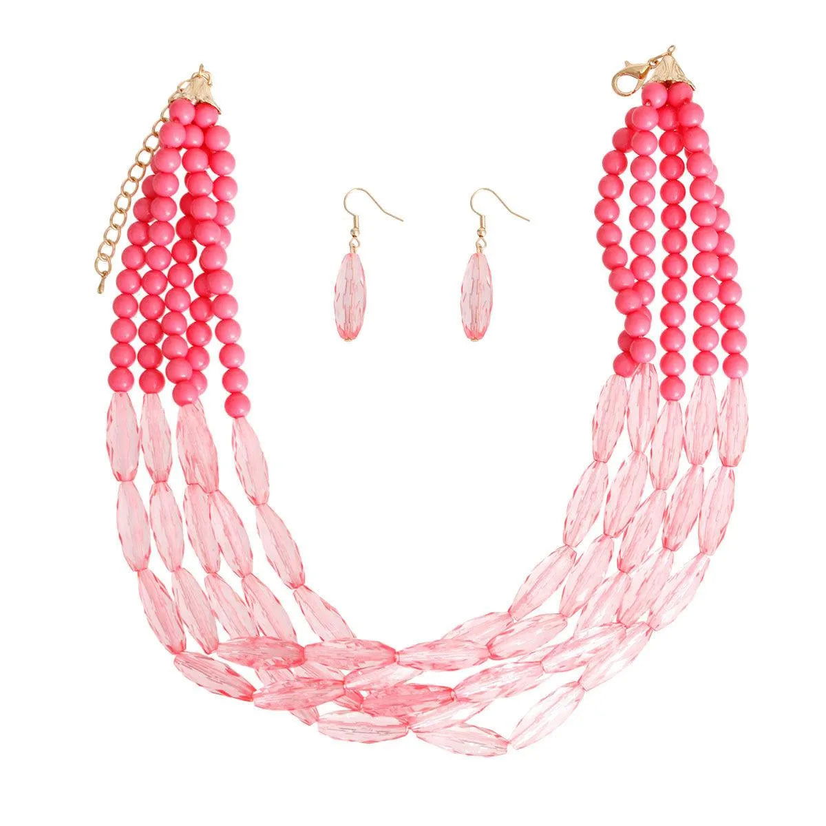 Complete Your Outfit with Our Pink Necklace Set - A Fashion Essential for Open Neck Dresses or Blouses Pinktown