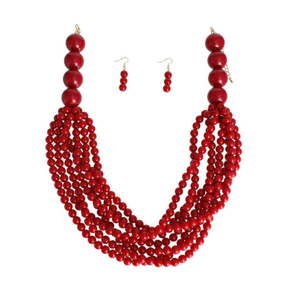 Complete Your Outfit with this Burgundy-Red Necklace & Earrings Set Jewelry Bubble