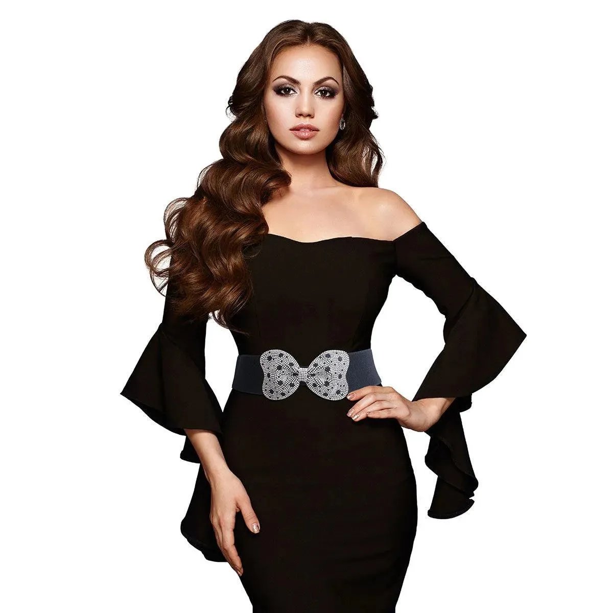 Complete the Look, Ladies Dotted Bow Belt