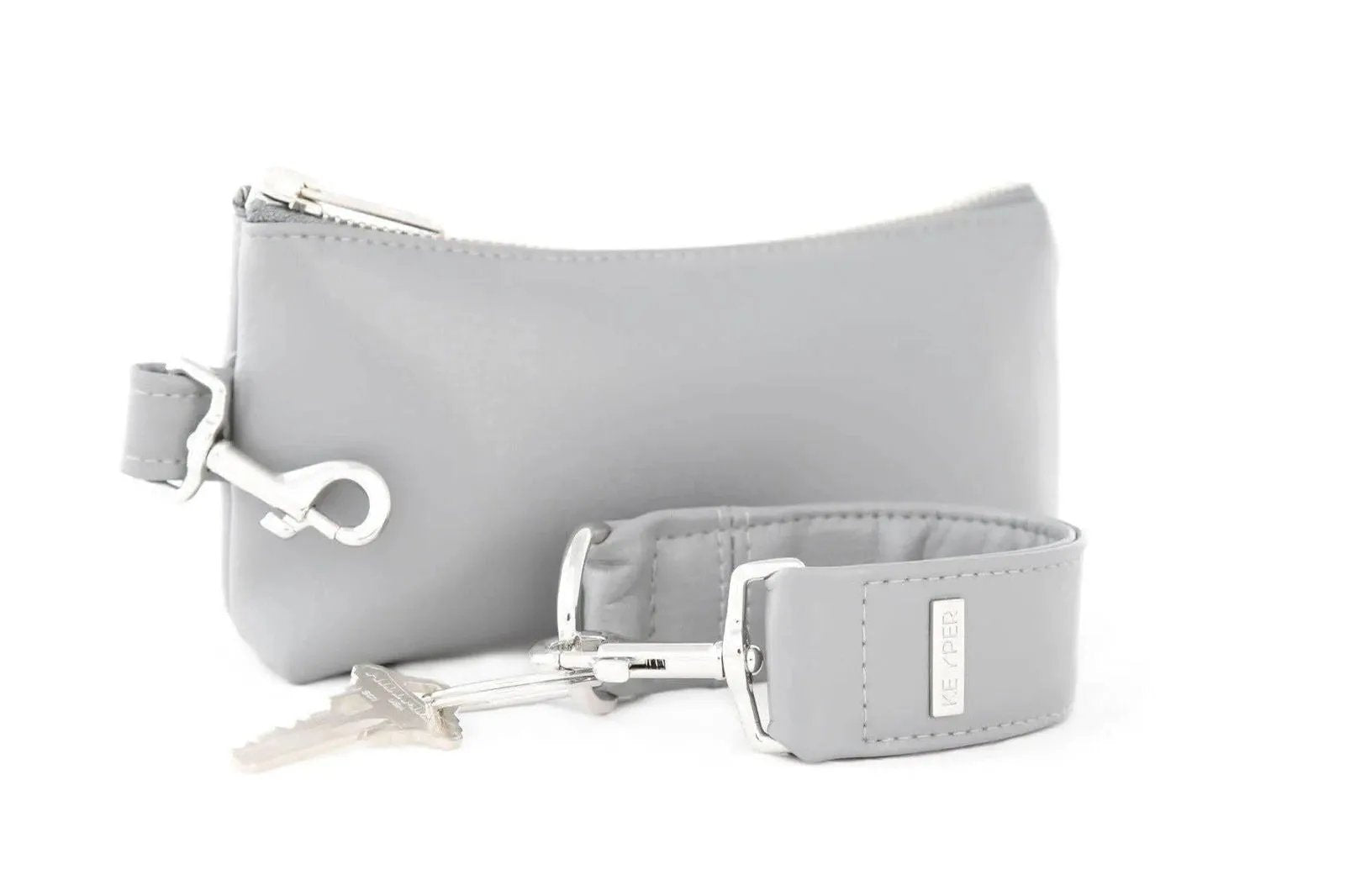 Cool Grey Vegan Leather 2-Piece Wristlet Set