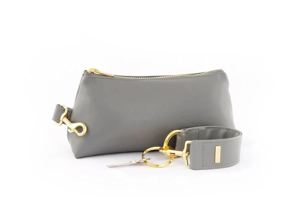 Cool Grey Vegan Leather 2-Piece Wristlet Set