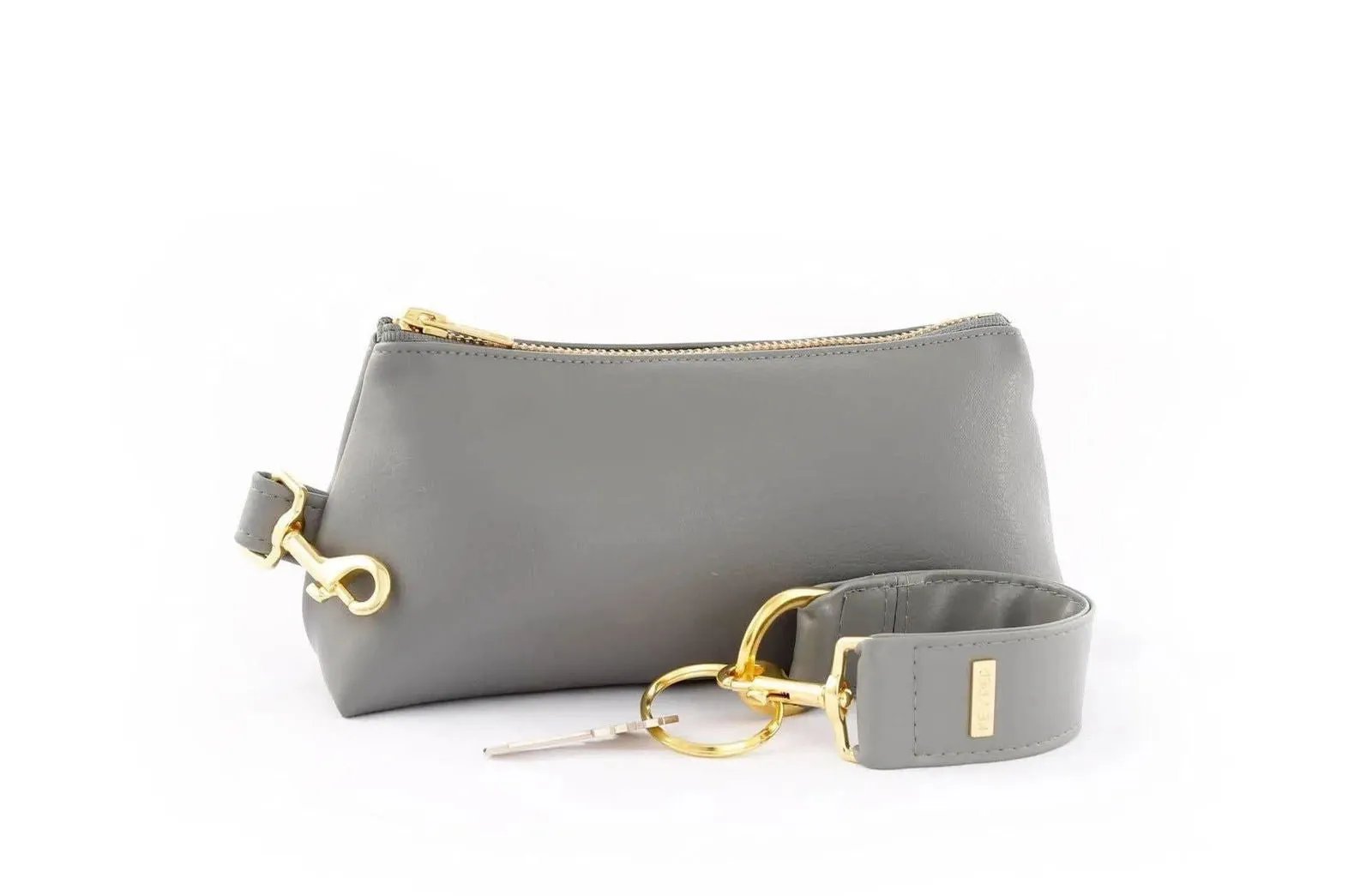 Cool Grey Vegan Leather 2-Piece Wristlet Set