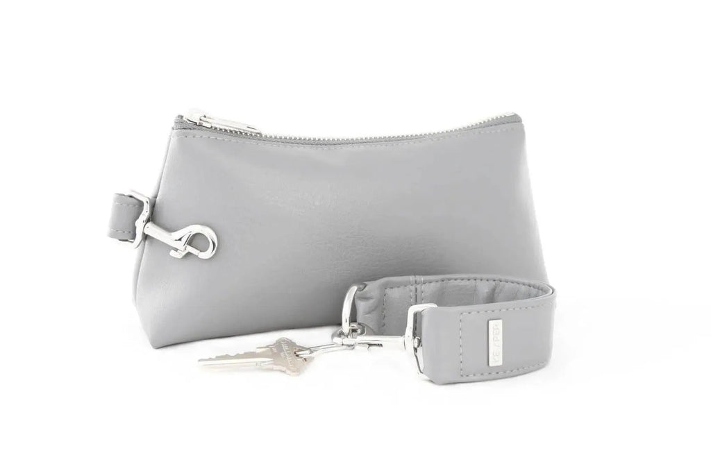 Cool Grey Vegan Leather 2-Piece Wristlet Set