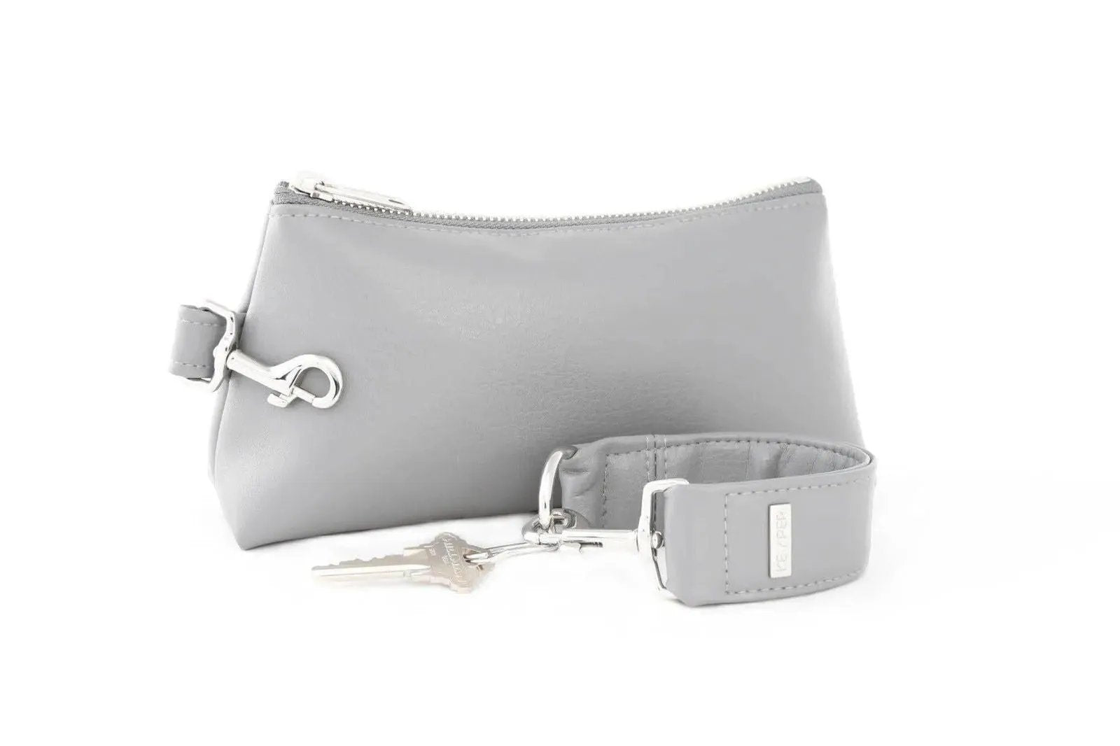 Cool Grey Vegan Leather 2-Piece Wristlet Set