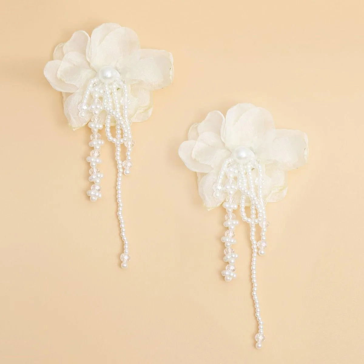 Cream Flower Bead Drop Earrings: Your New Style Statement Jewelry Bubble