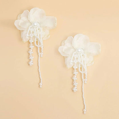 Cream Flower Bead Drop Earrings: Your New Style Statement Jewelry Bubble