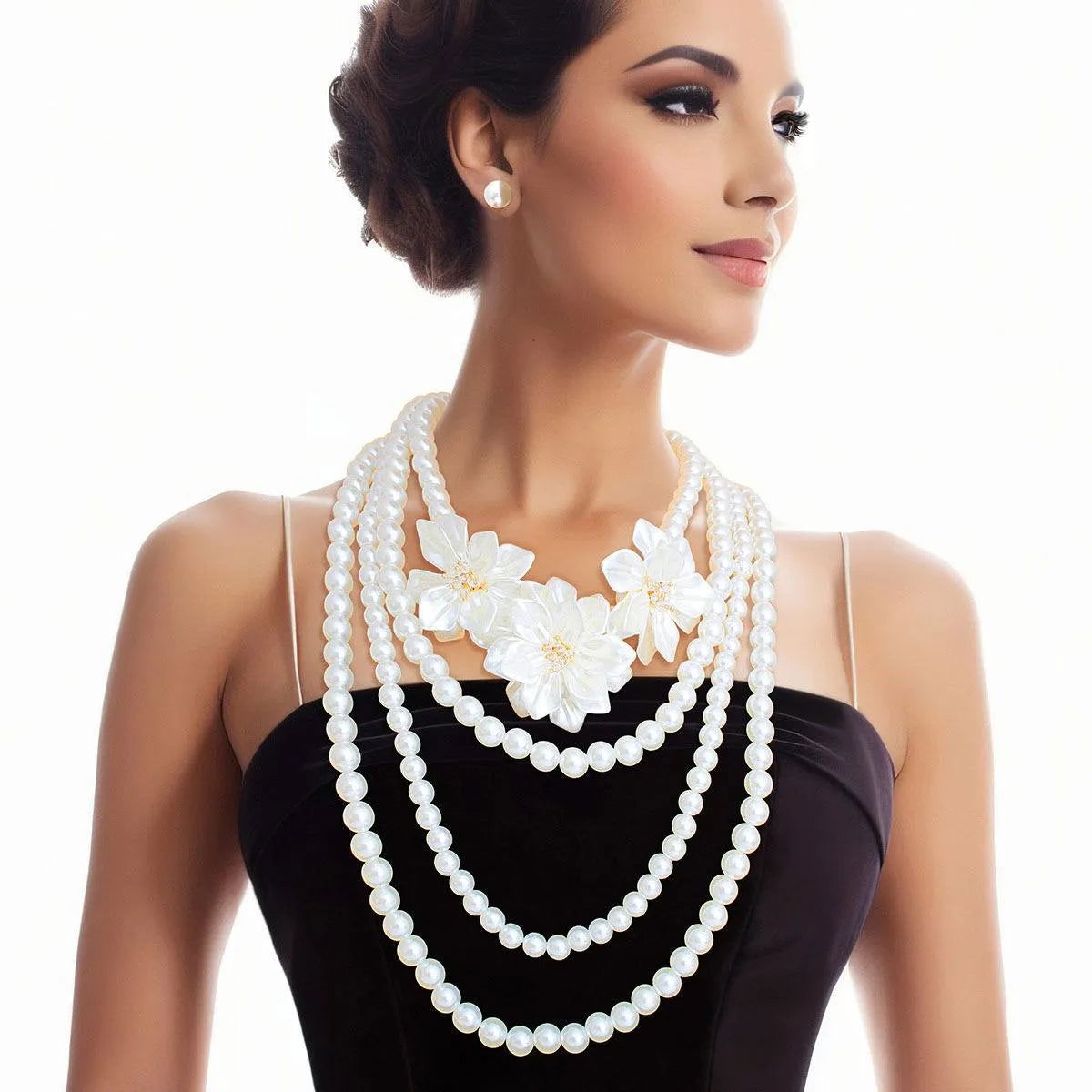 Cream Pearl Flower Necklace Set: Your Ultimate Style Statement Jewelry Bubble