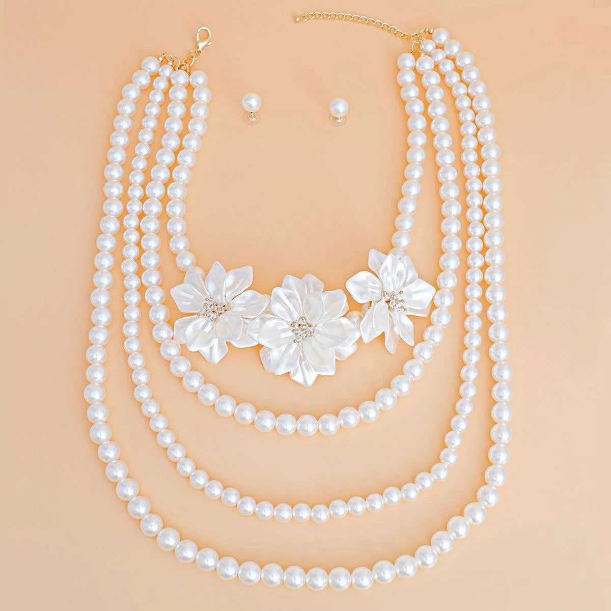 Cream Pearl Flower Necklace Set: Your Ultimate Style Statement Jewelry Bubble