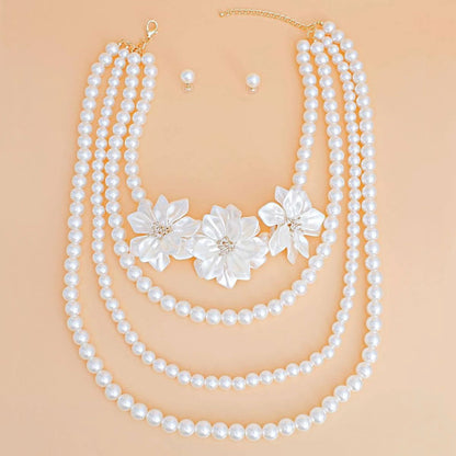 Cream Pearl Flower Necklace Set: Your Ultimate Style Statement Jewelry Bubble