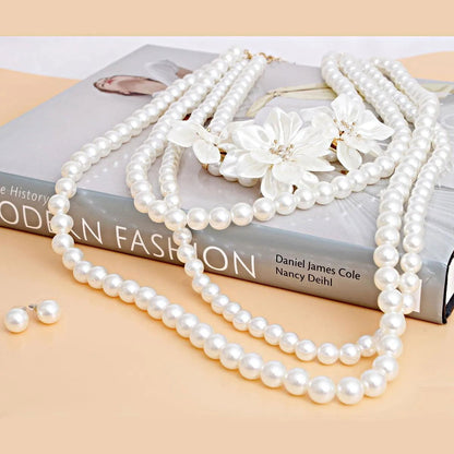 Cream Pearl Flower Necklace Set: Your Ultimate Style Statement Jewelry Bubble