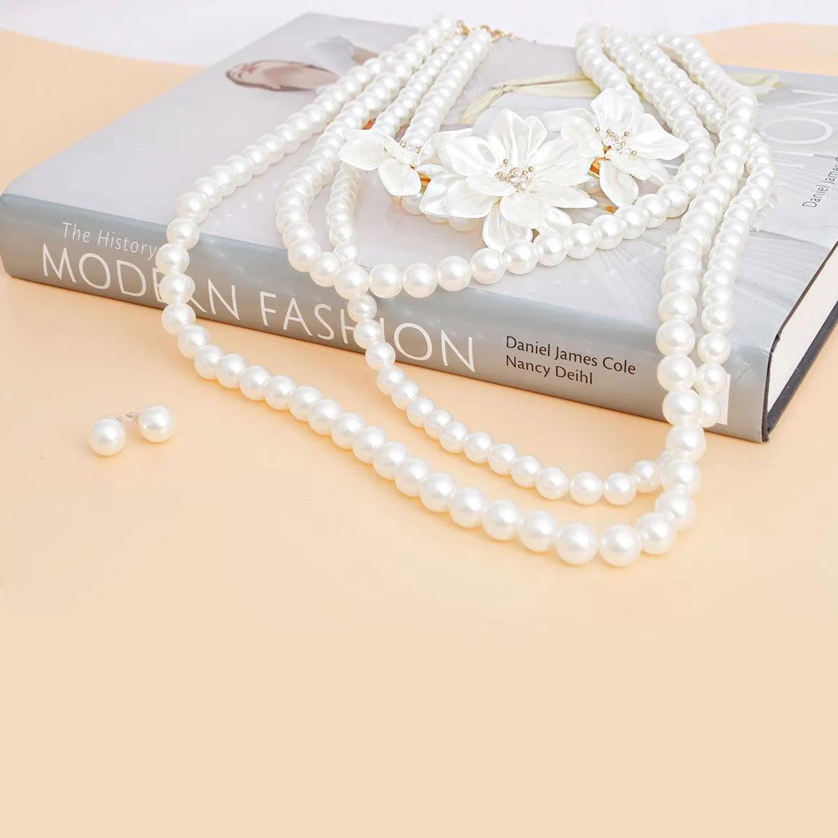 Cream Pearl Flower Necklace Set: Your Ultimate Style Statement Jewelry Bubble