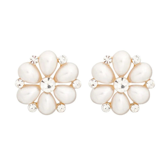 Creamy Cluster Flower Stud Earrings - Fashion Jewelry Pinktown