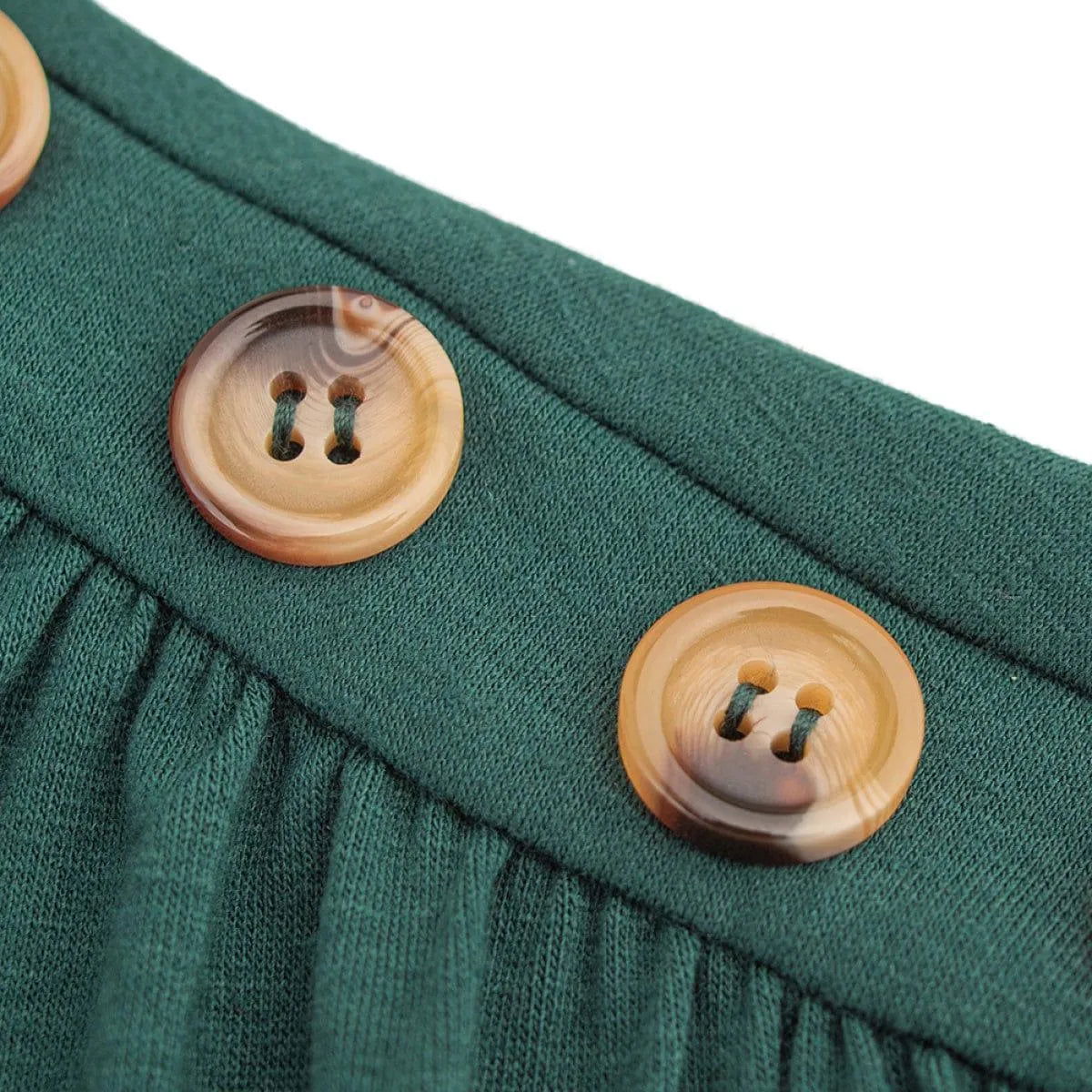 Crew Neck 3/4 Sleeve Solid Color Mini Dress With Buttons Jewelry Bubble