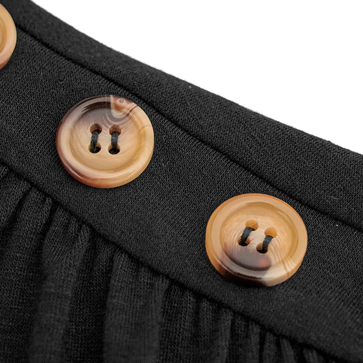 Crew Neck 3/4 Sleeve Solid Color Mini Dress With Buttons Jewelry Bubble