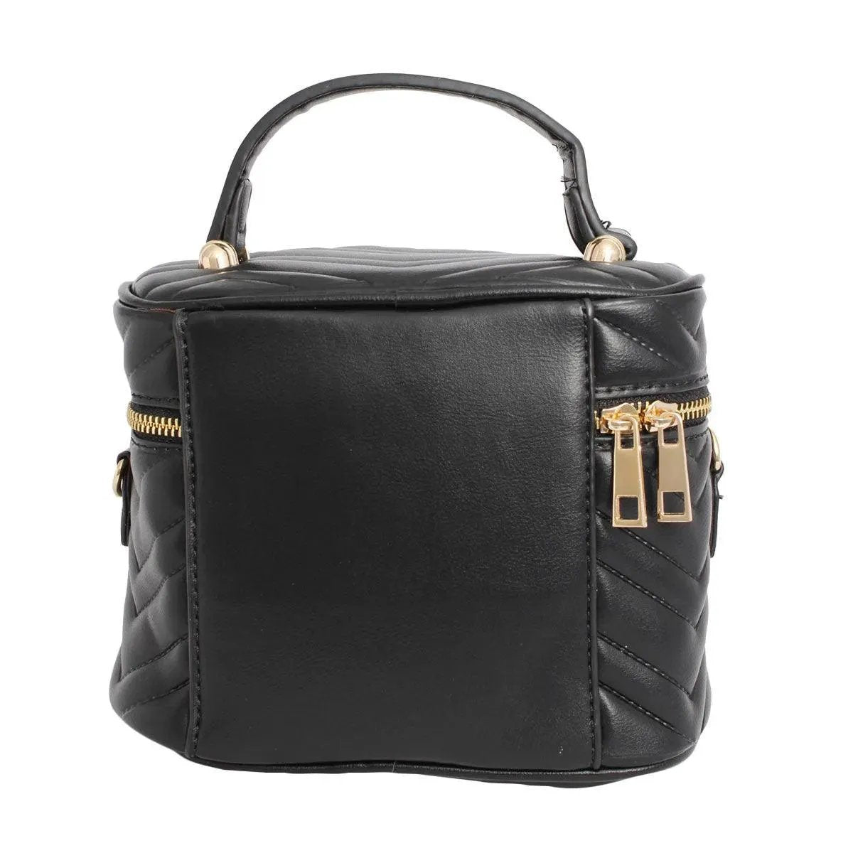 Crossbody Style Silhouette Inspired Black Vanity Case Handbag with Coin Pouch
