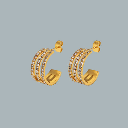 Crystal C Hoop Gold Earrings: Shine Bright Fashion Jewelry Trendsi